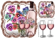 Pretty pansies with rose wine 8x8