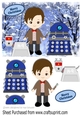 Dr Who and his canine friend with a dalek in winter