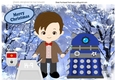 Dr Who and his canine friend with a dalek in winter A4
