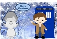 Dr Who With tardis and weeping angel in the winter A4