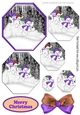 Lovely snowmen playing in the snow in purple hexagon pyramids