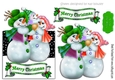 Lovely family of snowmen over the edge in green