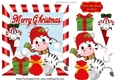 Cute little mouse and zebra in christmas candy cane frame