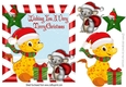 Giraffe, and friends in christmas candy cane frame
