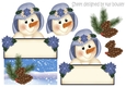 Pretty snowlady in a hat with cones over the edge