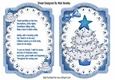 Lovely bracket card front of christmas tree in blue on lace with insert