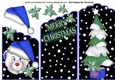Lovely polar bear  in blue santa hat with christmas tree cascading card
