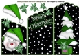 Lovely polar bear  in green santa hat with christmas tree cascading card