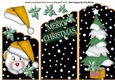 Lovely polar bear  in gold santa hat with christmas tree cascading card