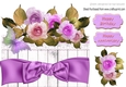 Pretty shades of lilac roses on lace with bow, 8x8 over the edge