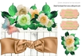 Pretty shades of cream roses on lace with gold  bow, 8x8 over the edge