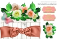 Pretty shades of peach roses on lace with peach bow, 8x8 over the edge