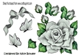 pretty painted big silver rose, with bow and butterflies