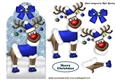Rudy on a tag in bright blue with bow
