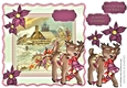 Pretty snow scene with deer and poinsettias in pink 8x8