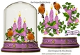 Pretty glass dome with pink candles and robins