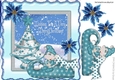 cheeky santas elf in the snow with christmas tree 8x8