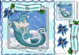 Cute elf sat in a sleigh, in the snow 8x8