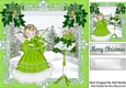 Lovely angel in lime playing her music in the snow 8x8