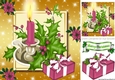 Pretty pink candle with holly. with present 8x8