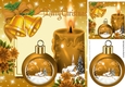 Pretty gold candle with church and bauble, with holly 8x8