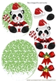 cute panda bear in santa hat with bows rocker card