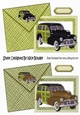 1948 Vintage woody cars on green card with envelope card fronts