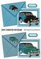 1948 Vintage woody cars on blue card with envelope card fronts