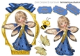 sweet little faerie with bumble bee and butterflies with blue bow
