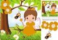 Little faerie in gold, sitting on a branch with bumble bee 8x8