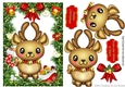 Little reindeer in festive frame with bow