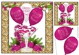 Cerise New Year Balloon & Glass of festive baubles 8x8