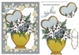 silver roses in a vase for my valentine, with silver bow in heart frame