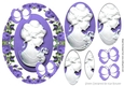 Pretty cameo lady in purple roses pyramids with butterflies