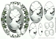 Pretty cameo lady in silver roses pyramids with butterflies