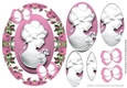 Pretty cameo lady in pink roses pyramids with butterflies