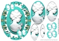 Pretty cameo lady in turq roses pyramids with butterflies