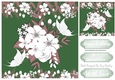 Pretty green and white flowers with butterflies 8x8