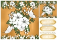 Pretty gold and white flowers with butterflies 8x8