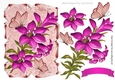 Pretty pink lilies on a scroll with gold butterflies