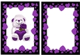 white bear holding a heart & purple rose in heart frame A5 insert