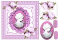 pretty cameo lady with pink roses in ornate frame