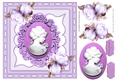 pretty cameo lady with purple roses in ornate frame