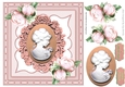 pretty cameo lady with peach roses in ornate frame