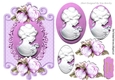 pretty cameo lady with pink roses on a plaque oval pyramids