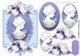 pretty cameo lady with blue roses on a plaque oval pyramids