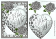 Kiss me heart! with silver roses