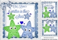 Our love is written in the stars, with lace and blue bow 8x8