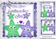 Our love is written in the stars, with lace and purple bow 8x8