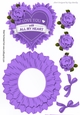 Love you with all my heart, with purple roses rocker card